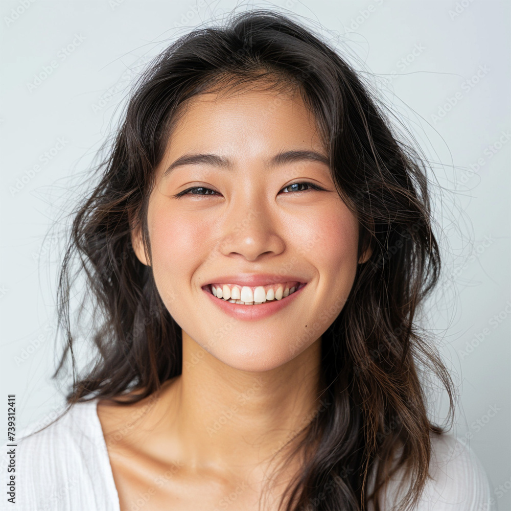 Portrait of a smiling woman with a white background headshot Portrait of a smiling woman with a white background headshot