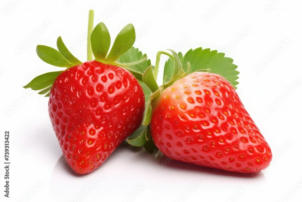Two strawberries close up on white background Two strawberries close up on white background
