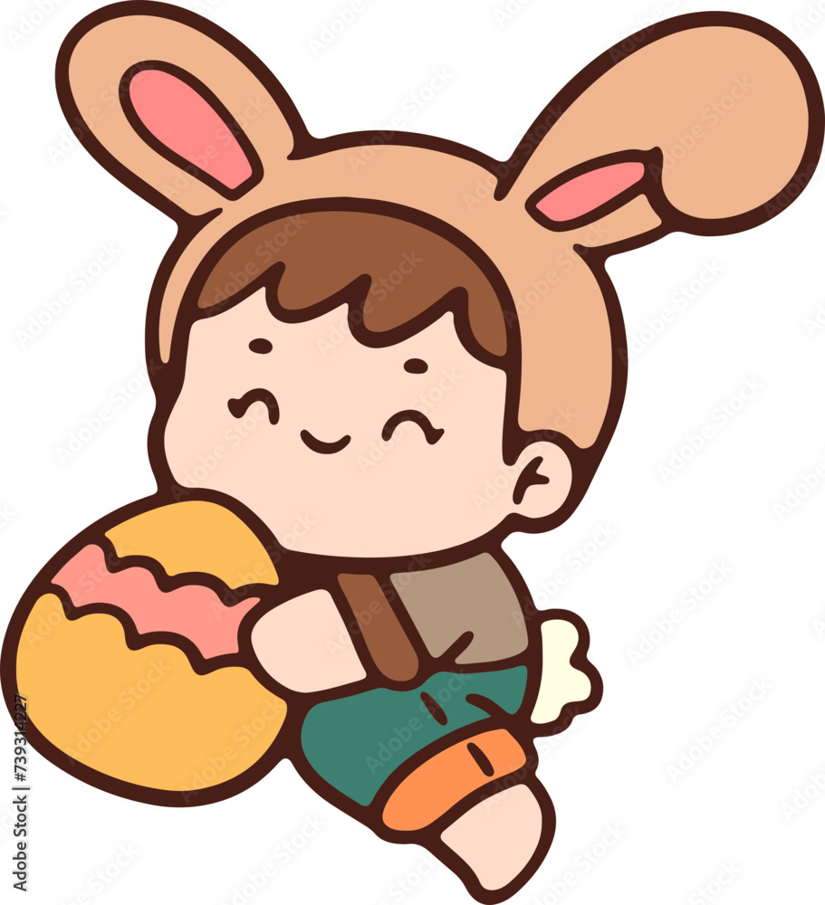 easter cute bunny child spring and summer flowers illustration easter cute bunny child spring and summer flowers illustration