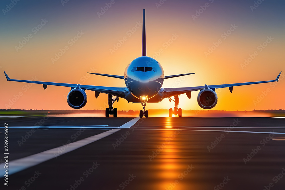 Obraz premium Large Jetliner on Airport Runway