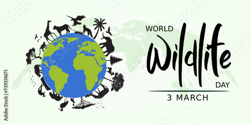 Photography World Wildlife Day March 03, different animals around the globe in silhouette, c