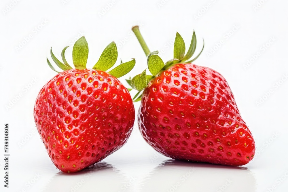 Two strawberries close up on white background Two strawberries close up on white background
