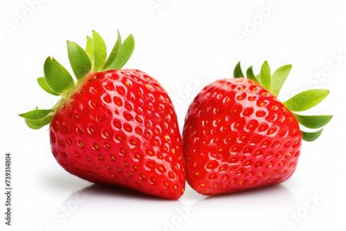 Wallpaper Mural Two strawberries close up on white background Torontodigital.ca