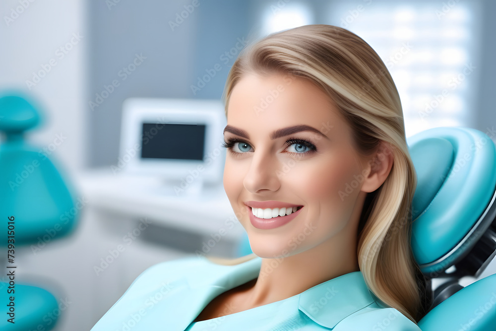 Woman Smiling in Dentist Chair