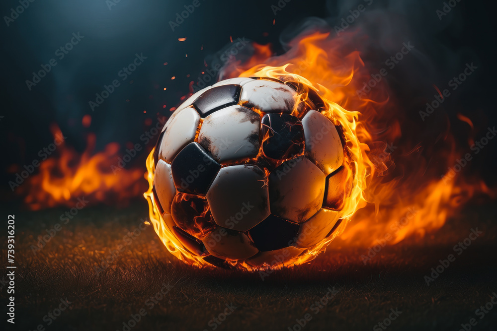 soccer ball in fire