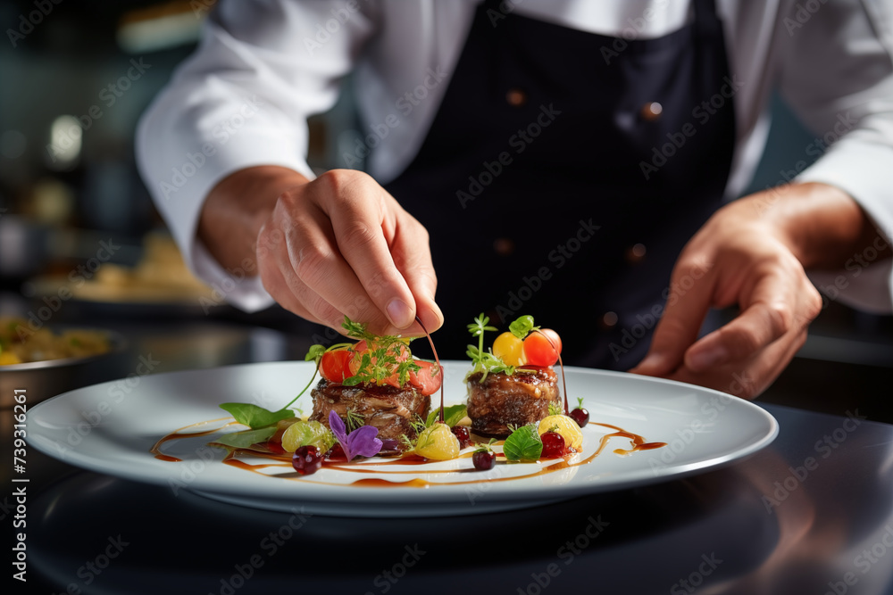 Decorating meal in restaurant Decorating meal in restaurant