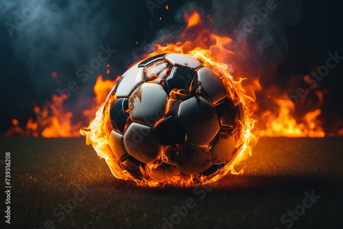 Obraz na płótnie soccer ball in fire w salonie