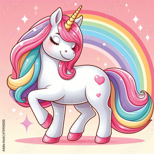 Cute Unicorn Vector Cartoon illustration