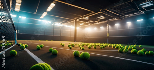 Obraz na płótnie Tennis balls background after the game. Close up view of green tennis balls w salonie