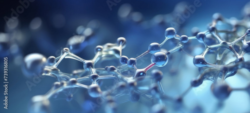 Obraz na płótnie Transparent molecular structure in a blue hued scientific environment w salonie