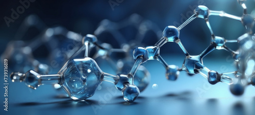 Obraz na płótnie Transparent molecular structure in a blue hued scientific environment w salonie