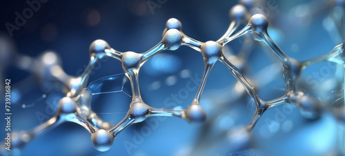 Obraz na płótnie Transparent molecular structure in a blue hued scientific environment w salonie