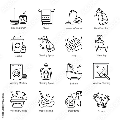 Handy Pack of Housekeeping Line Icons 

