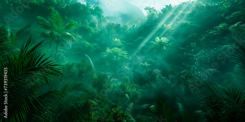 foggy view of a rainforest
