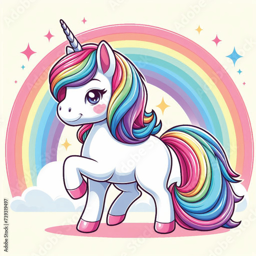 Cute Unicorn Vector Cartoon illustration