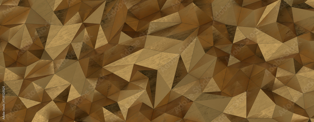 Obraz premium Gold Polygon Background 3D Rendering