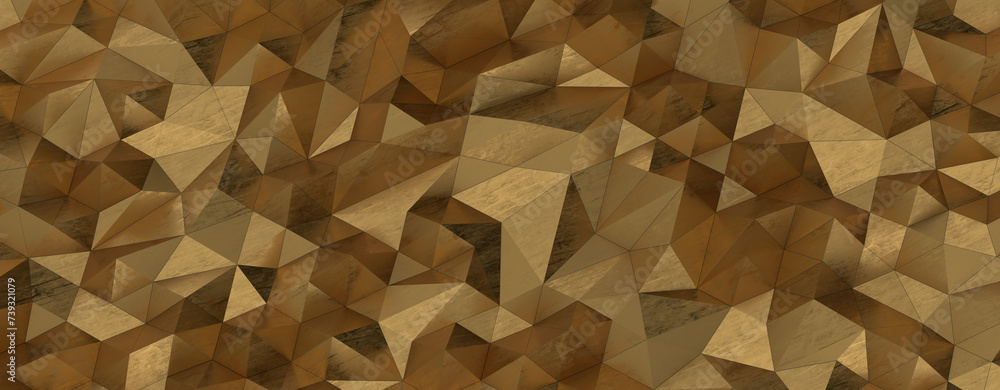 Obraz premium Gold Polygon Background 3D Rendering