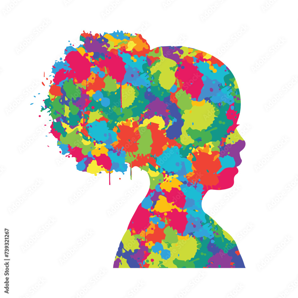 Splash painting with a feminine side profile Splash painting with a feminine side profile