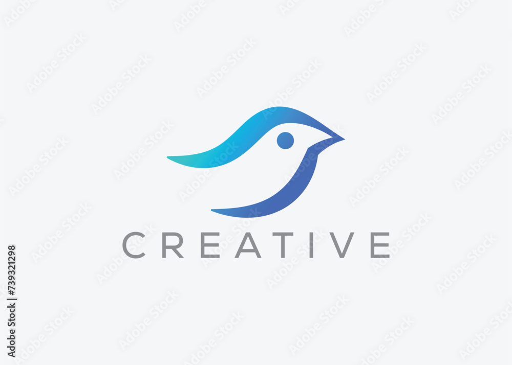 Obraz premium Creative and minimal bird vector logo design template. Dove Flying logo. Pigeon vector