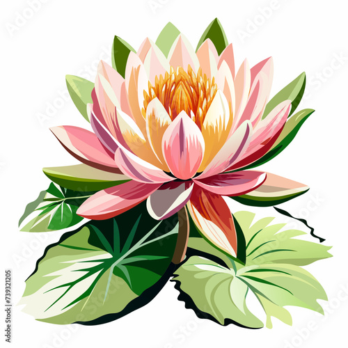 Water lily , flower, Flower, real paint style, white background
