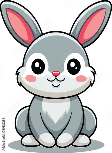 Cute easter Bunny Cartoon, vector illustration, isolated. 