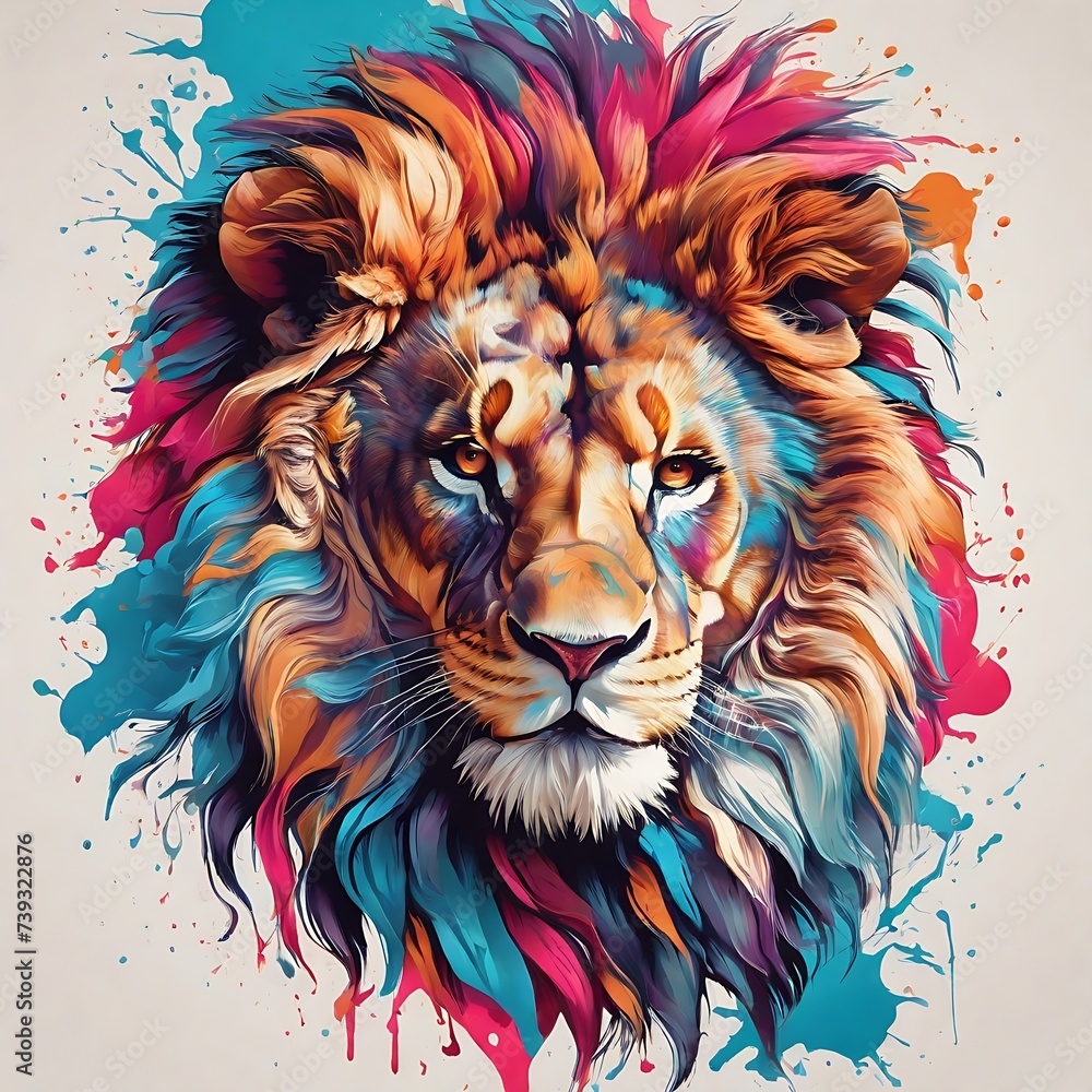 lion head with background for t-shirt design 