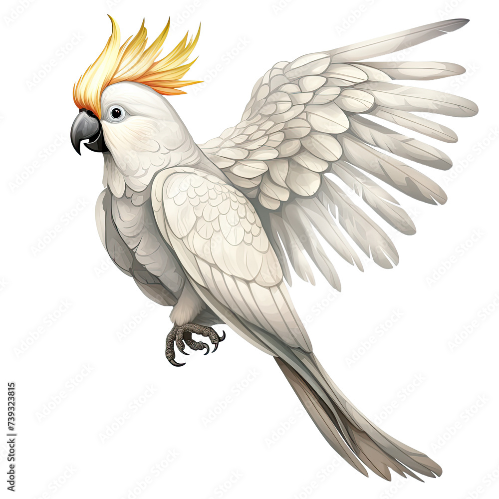 Crested Cockatoo Isolated On Transparent Background