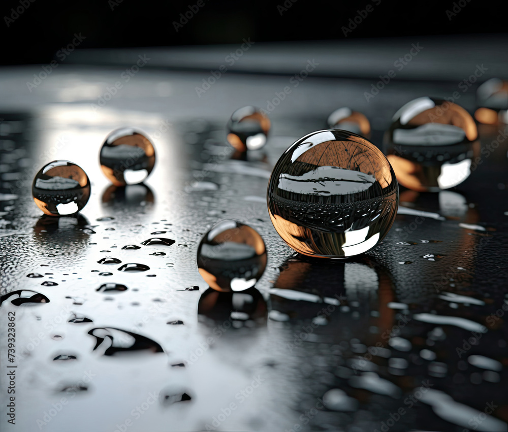 Group of Glass Balls on Table Group of Glass Balls on Table