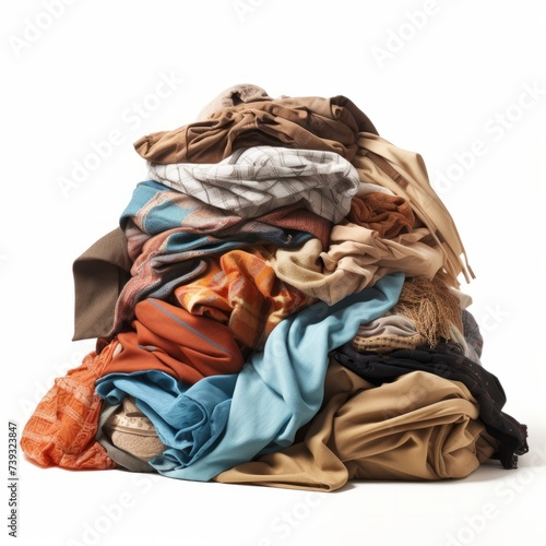 Pile of dirty clothes laundry isolated on white background © leriostereo
