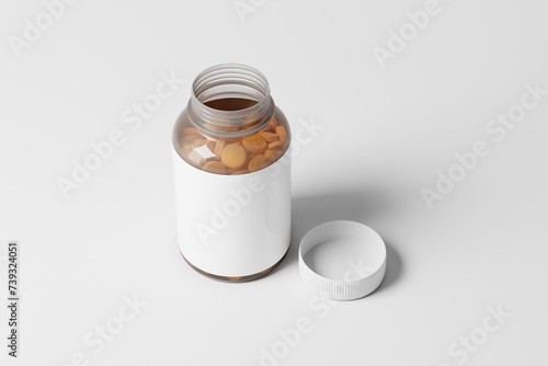 Semi Transparent Pills Bottle MockupsA set of semi transparent plastic medicine pills bottle mockups