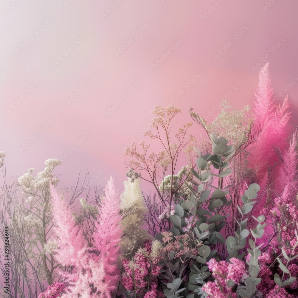 Obraz premium plants with calm pink background