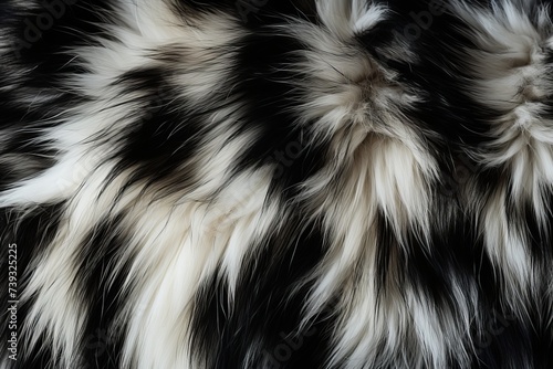 Monochrome textured background of black and white animal fur for design or artistic purposes