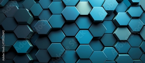 A close up of an electric blue hexagon pattern on a black background  reminiscent of wire fencing or a grille design. The symmetry and pattern create a striking visual