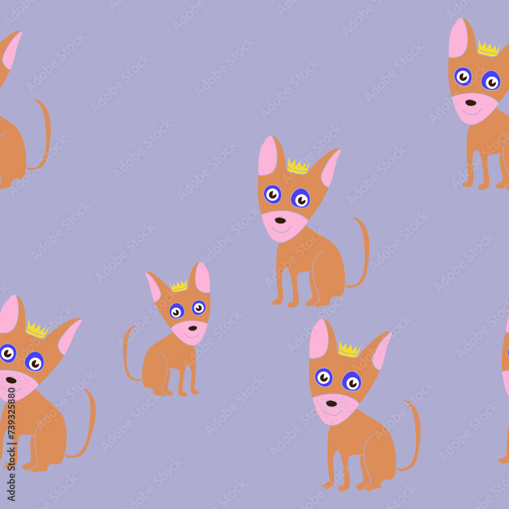 Fototapeta premium Horizontal arrangement colored cat king . Hand drawn.