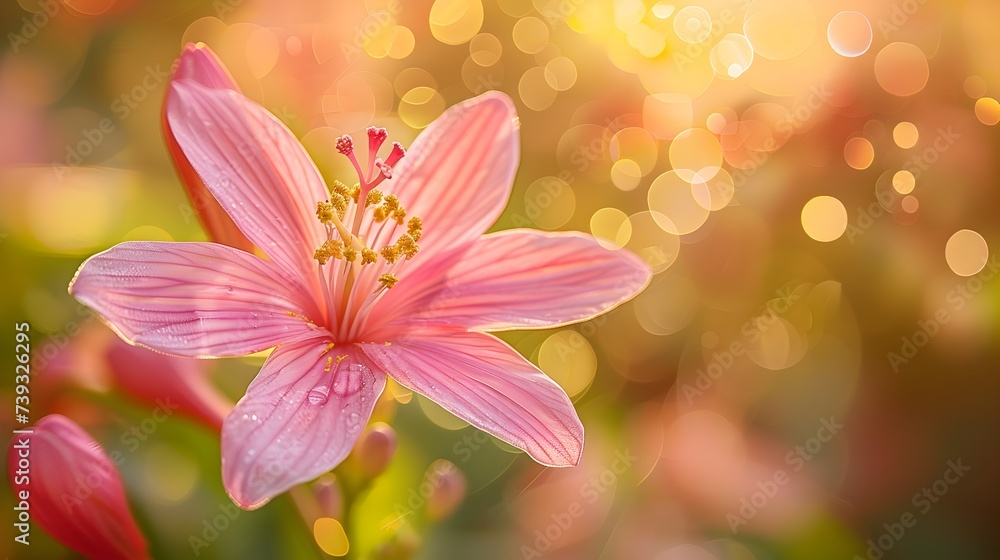 Fototapeta premium Pink Lily in Golden Sunlight
