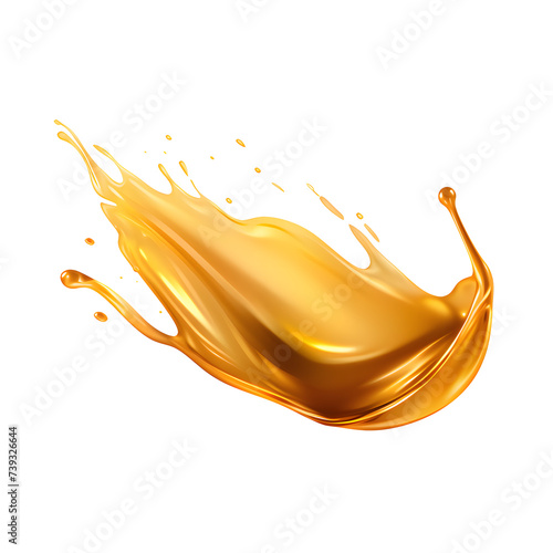 Realistic splash of yellow juice or liquid oil on white and transparent background. Isolated Vector engine oil wave illustration.