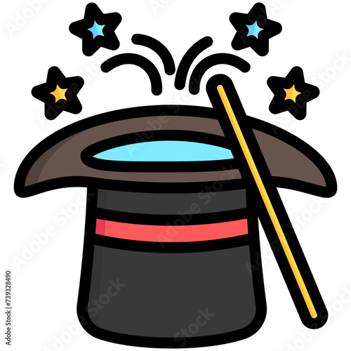 Magician Hat lineal multi color icon, related to carnival, festival theme, best for UI, UX kit, web and app development.