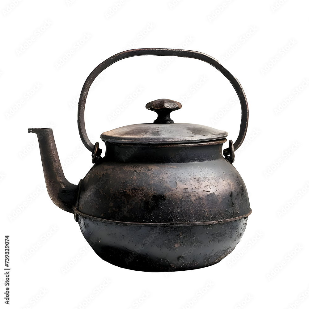 Cast old iron kettle isolated on a white background. High-resolution Cast old iron kettle isolated on a white background. High-resolution