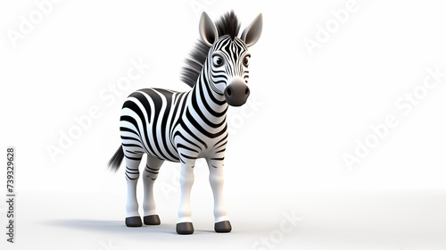 zebra isolated in white background 3d cartoon