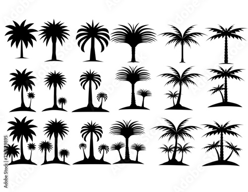 palm tree silhouette icon. simple vector illustration. Design of palm trees. photo