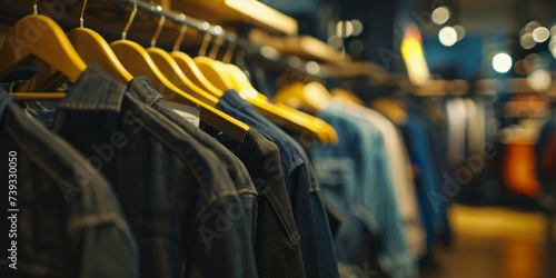 clothes on hangers in a clothing store Generative AI