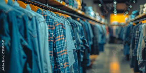 clothes on hangers in a clothing store Generative AI