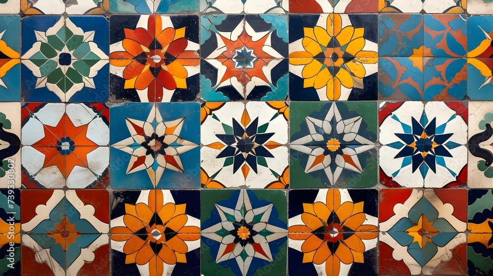 Moorish Marvel: Vibrant Background Design Inspired by Moroccan Tiles, Hand Edited Generative AI Moorish Marvel: Vibrant Background Design Inspired by Moroccan Tiles, Hand Edited Generative AI