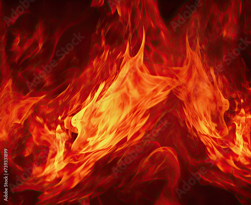 Close Up of Red and Yellow Flames in Fire