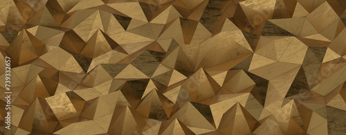 (Mehrere Werte)Gold polygon background 3d rendering, 3d illustration. Abstract triangle background. Gold background. Abstract Gold polygon wallpaper