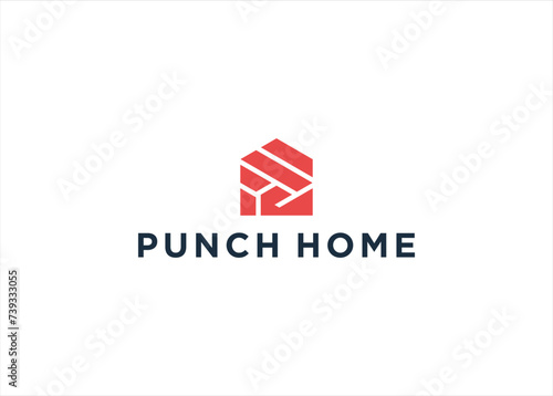 First Punch with Home Real Estate logo design illustration