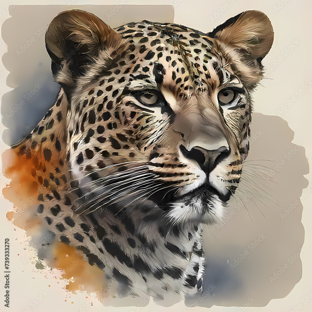 Fototapeta premium Leopard, logo-style