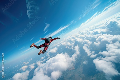 Air falls skydiver skydiver parachute parachuting parachuter sky skydive skydiving sport ok extreme freedom adult background beautiful blue body bright cloud cloudscape.