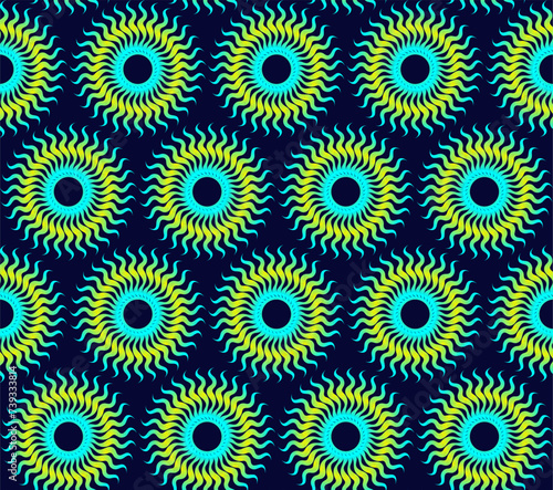 Bright fantasy pattern of yellow and blue on a dark background
