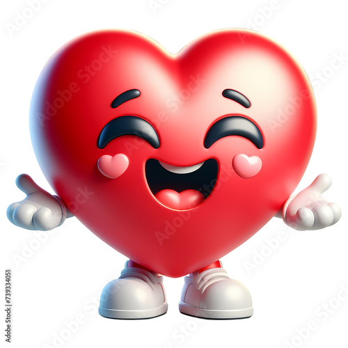 3d heart with a smile. Realistic 3d high quality isolated render